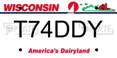 T74DDY Wisconsin License Plate