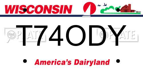 T74ODY Wisconsin License Plate