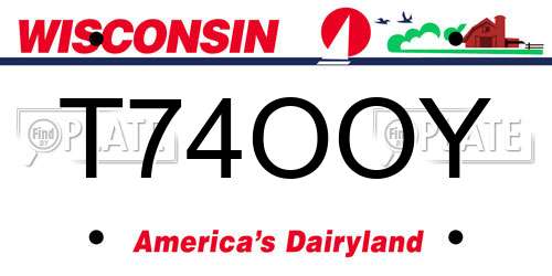 T74OOY Wisconsin License Plate