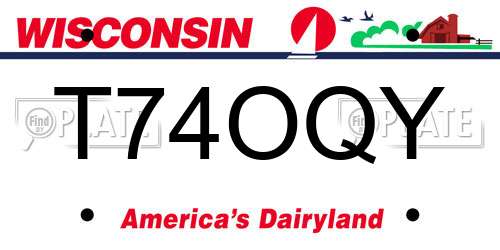 T74OQY Wisconsin License Plate