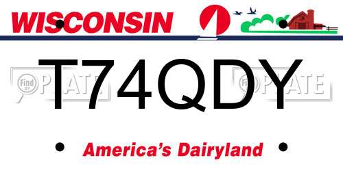 T74QDY Wisconsin License Plate