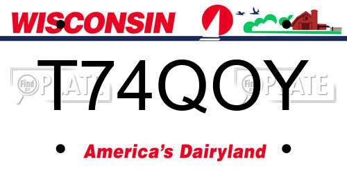 T74QOY Wisconsin License Plate