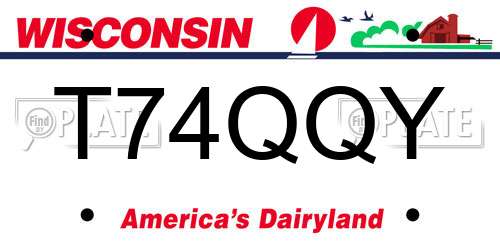T74QQY Wisconsin License Plate