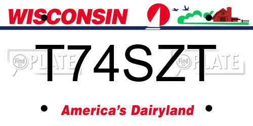 T74SZT Wisconsin License Plate