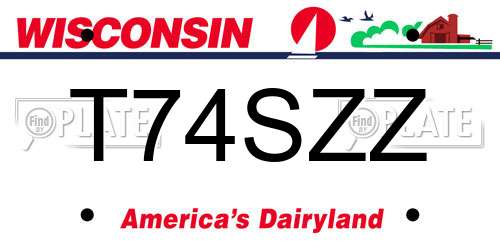 T74SZZ Wisconsin License Plate