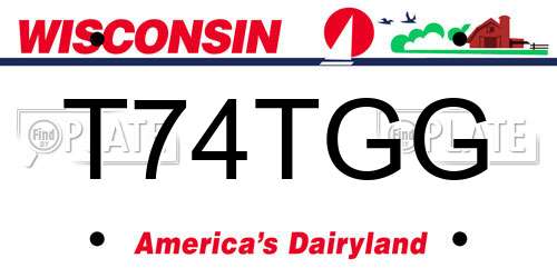 T74TGG Wisconsin License Plate