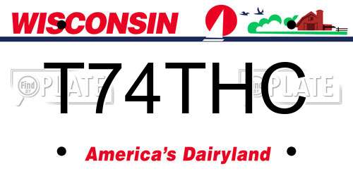 T74THC Wisconsin License Plate