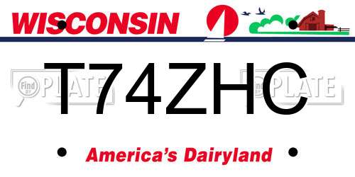 T74ZHC Wisconsin License Plate