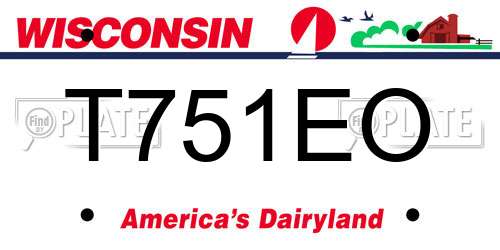 T751EO Wisconsin License Plate