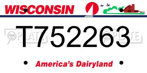 T752263 Wisconsin License Plate