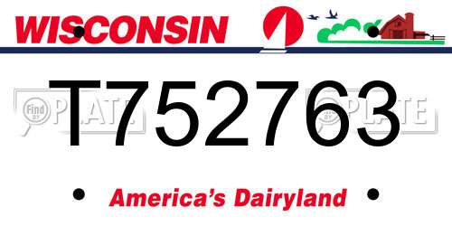 T752763 Wisconsin License Plate