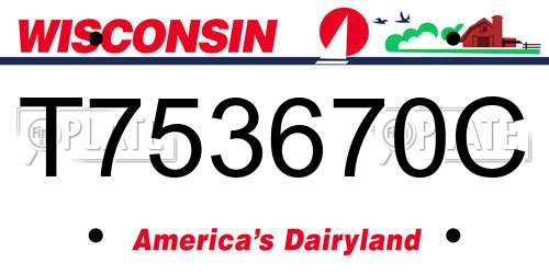 T753670C Wisconsin License Plate