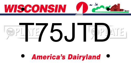 T75JTD Wisconsin License Plate