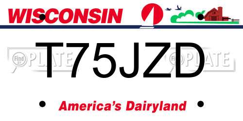 T75JZD Wisconsin License Plate