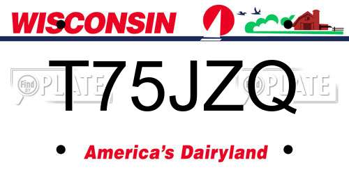 T75JZQ Wisconsin License Plate