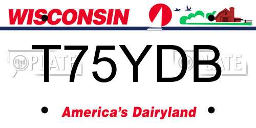 T75YDB Wisconsin License Plate