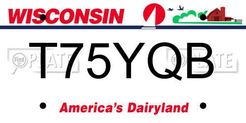 T75YQB Wisconsin License Plate