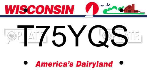 T75YQS Wisconsin License Plate