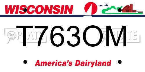 T763OM Wisconsin License Plate