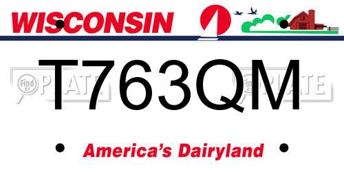 T763QM Wisconsin License Plate