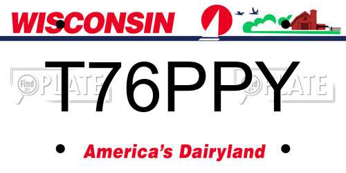 T76PPY Wisconsin License Plate