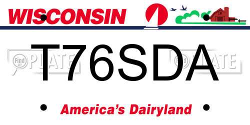 T76SDA Wisconsin License Plate