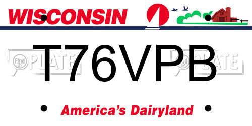T76VPB Wisconsin License Plate