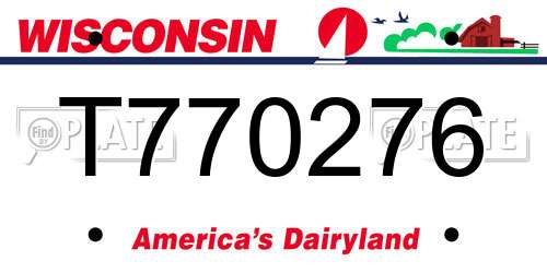 T770276 Wisconsin License Plate