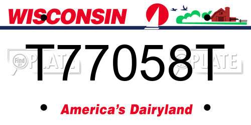 T77058T Wisconsin License Plate