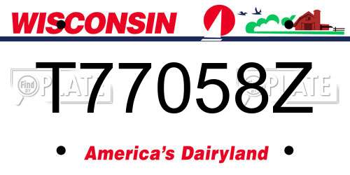 T77058Z Wisconsin License Plate