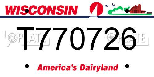 T770726 Wisconsin License Plate