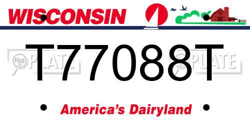 T77088T Wisconsin License Plate