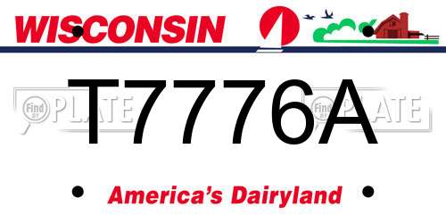 T7776A Wisconsin License Plate