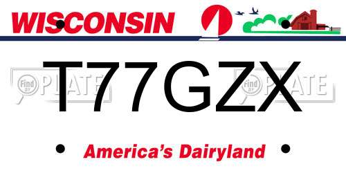 T77GZX Wisconsin License Plate