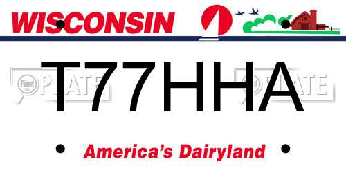 T77HHA Wisconsin License Plate