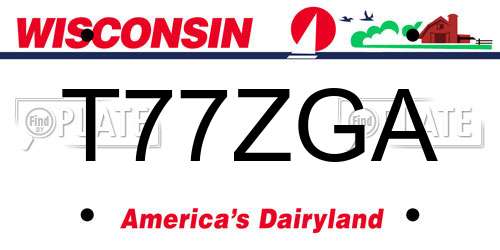 T77ZGA Wisconsin License Plate