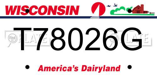 T78026G Wisconsin License Plate