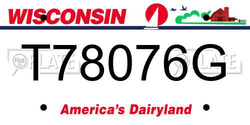 T78076G Wisconsin License Plate