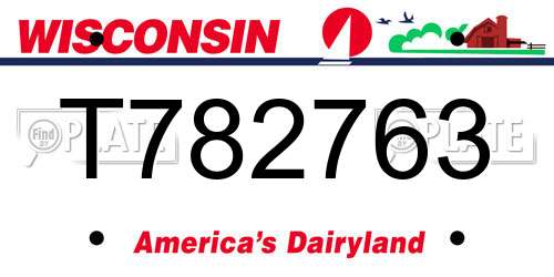 T782763 Wisconsin License Plate