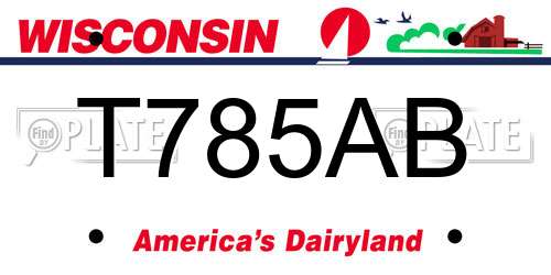 T785AB Wisconsin License Plate