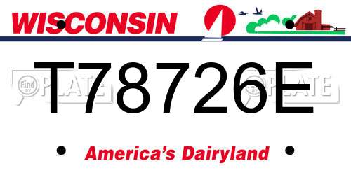 T78726E Wisconsin License Plate