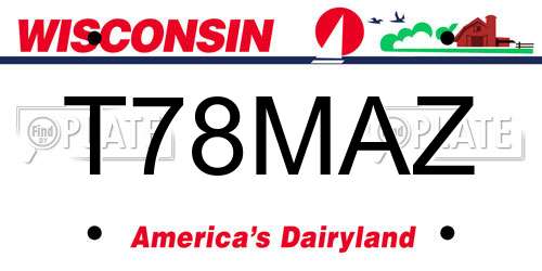 T78MAZ Wisconsin License Plate