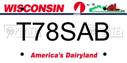 T78SAB Wisconsin License Plate