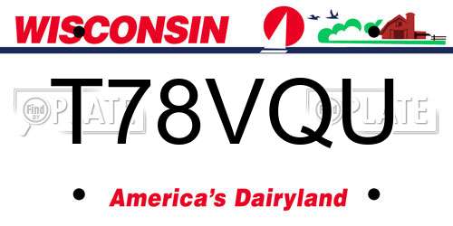 T78VQU Wisconsin License Plate