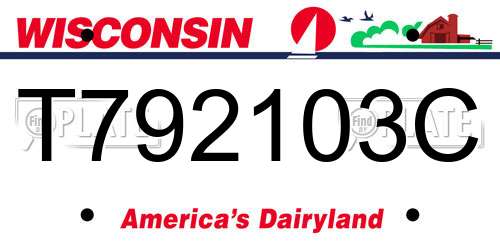 T792103C Wisconsin License Plate