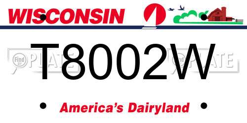 T8002W Wisconsin License Plate