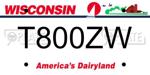 T800ZW Wisconsin License Plate