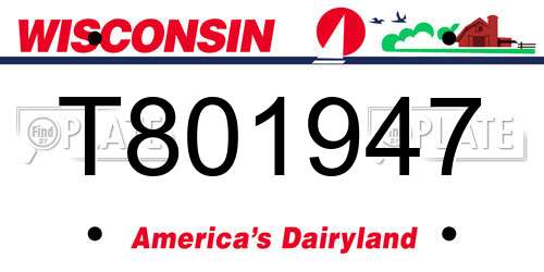T801947 Wisconsin License Plate
