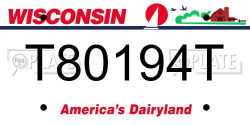 T80194T Wisconsin License Plate