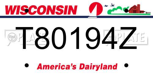 T80194Z Wisconsin License Plate
